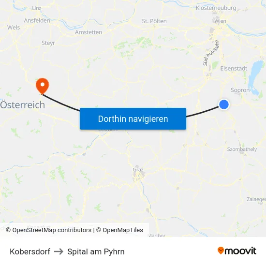 Kobersdorf to Spital am Pyhrn map