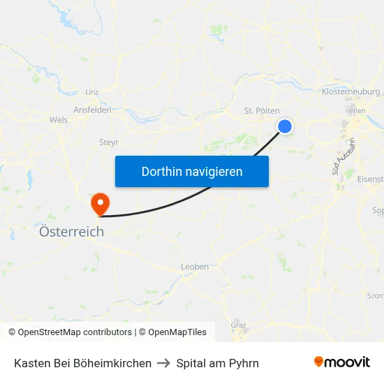 Kasten Bei Böheimkirchen to Spital am Pyhrn map