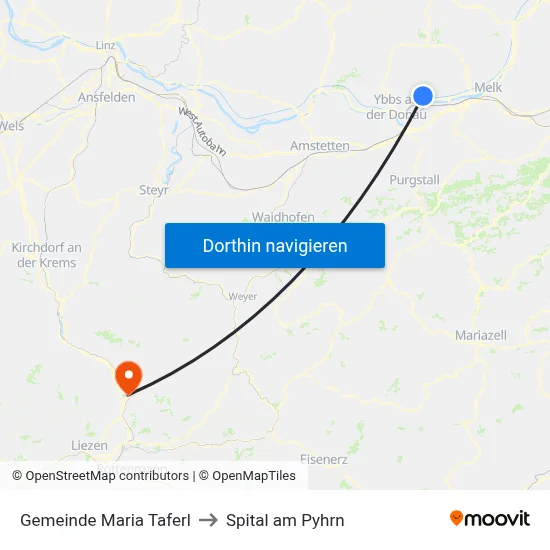 Gemeinde Maria Taferl to Spital am Pyhrn map