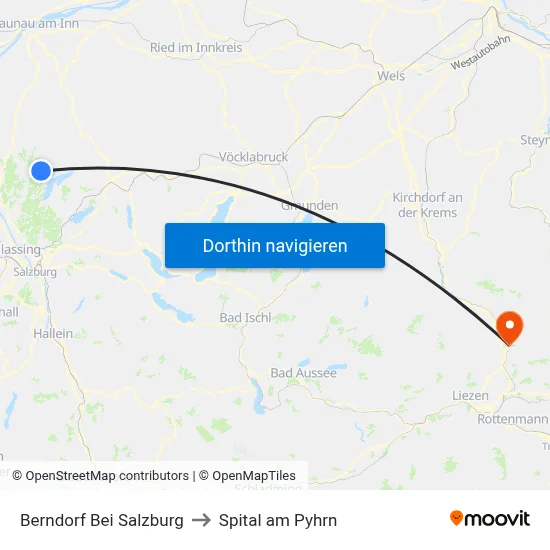 Berndorf Bei Salzburg to Spital am Pyhrn map