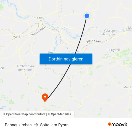 Pabneukirchen to Spital am Pyhrn map