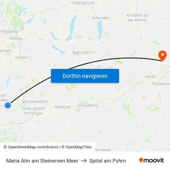 Maria Alm am Steinernen Meer to Spital am Pyhrn map