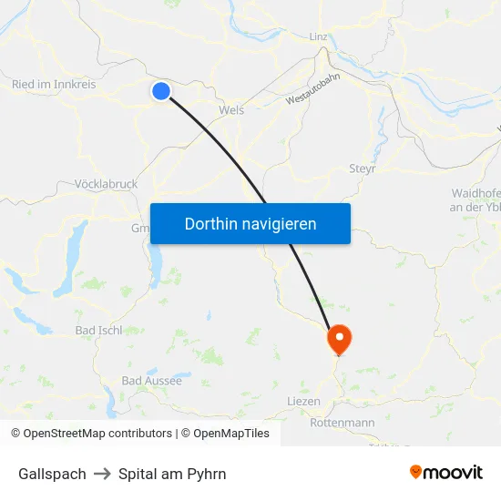 Gallspach to Spital am Pyhrn map