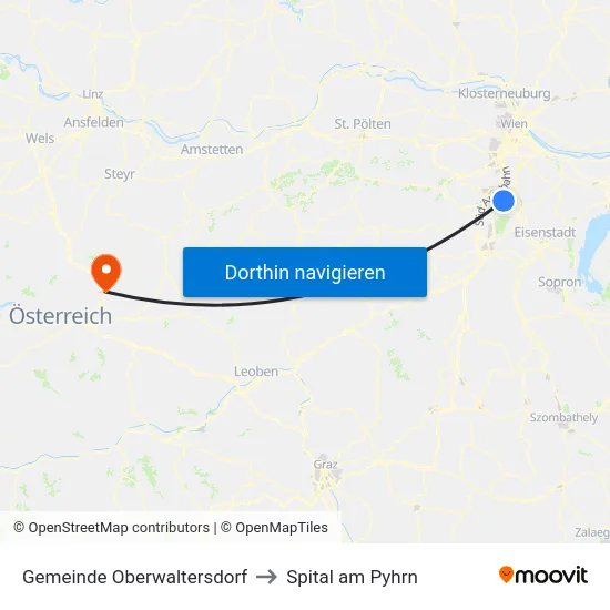 Gemeinde Oberwaltersdorf to Spital am Pyhrn map