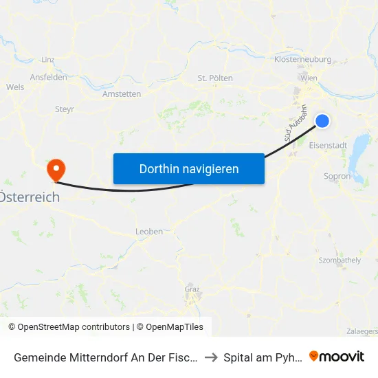 Gemeinde Mitterndorf An Der Fischa to Spital am Pyhrn map