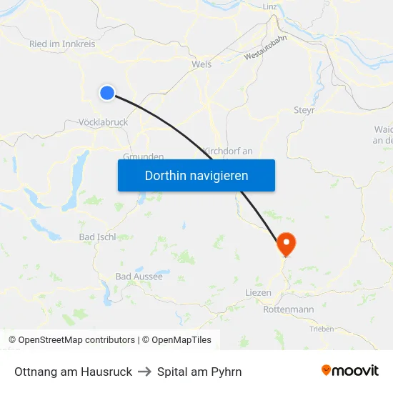Ottnang am Hausruck to Spital am Pyhrn map