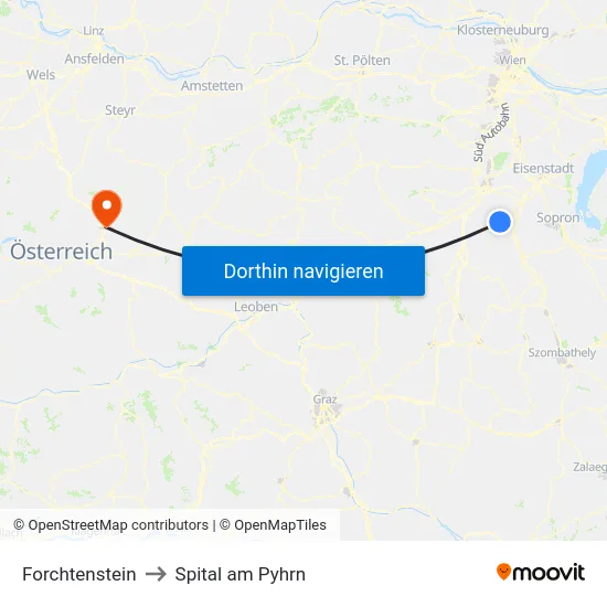 Forchtenstein to Spital am Pyhrn map