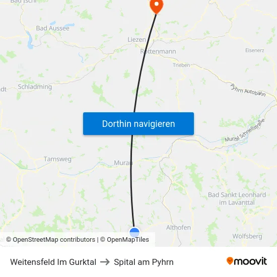 Weitensfeld Im Gurktal to Spital am Pyhrn map