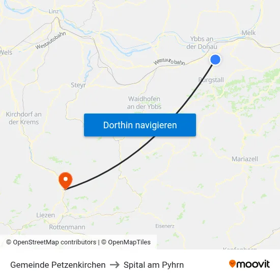 Gemeinde Petzenkirchen to Spital am Pyhrn map