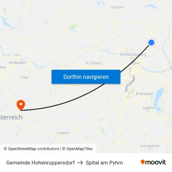 Gemeinde Hohenruppersdorf to Spital am Pyhrn map