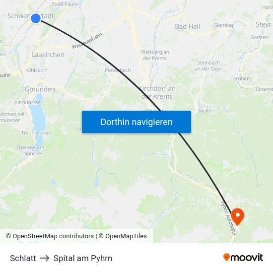 Schlatt to Spital am Pyhrn map