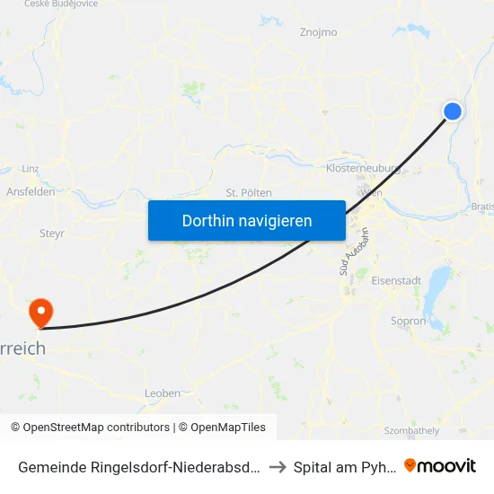 Gemeinde Ringelsdorf-Niederabsdorf to Spital am Pyhrn map