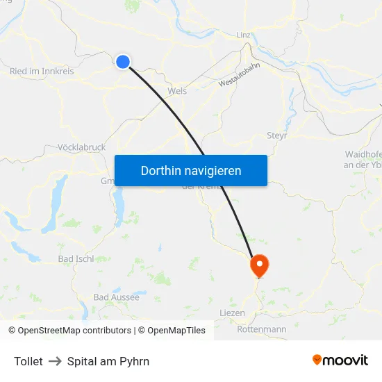 Tollet to Spital am Pyhrn map
