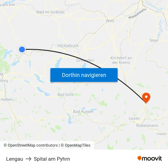 Lengau to Spital am Pyhrn map