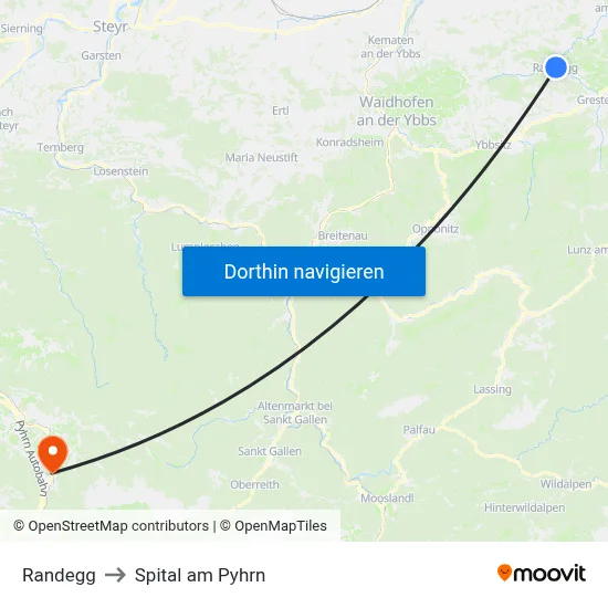 Randegg to Spital am Pyhrn map