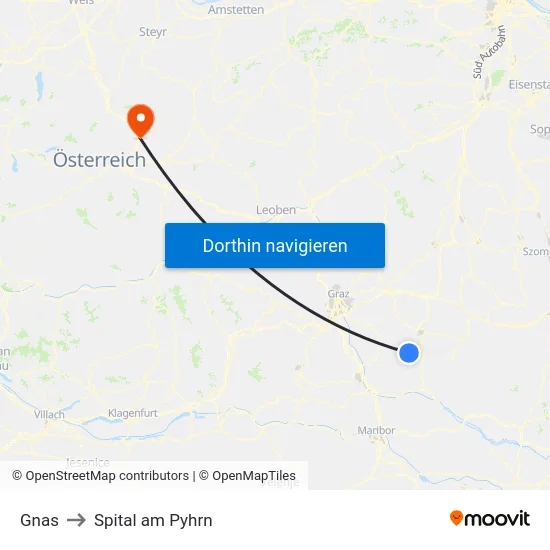 Gnas to Spital am Pyhrn map