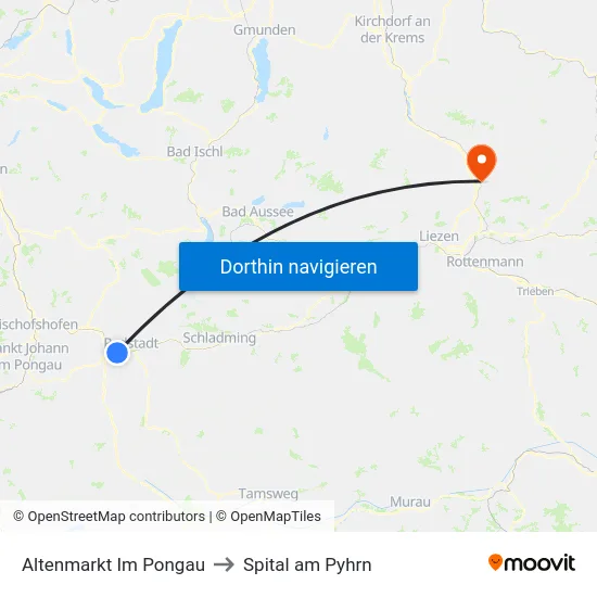 Altenmarkt Im Pongau to Spital am Pyhrn map