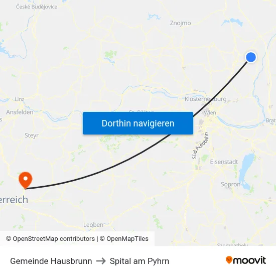 Gemeinde Hausbrunn to Spital am Pyhrn map