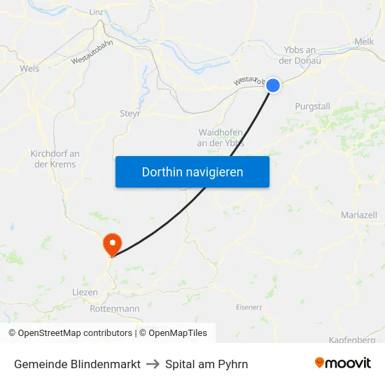 Gemeinde Blindenmarkt to Spital am Pyhrn map