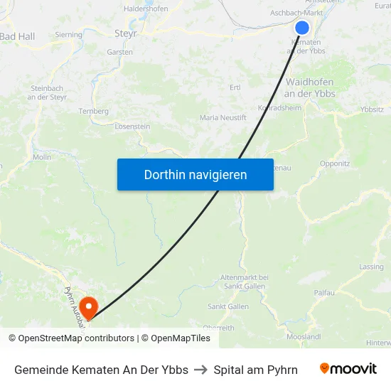 Gemeinde Kematen An Der Ybbs to Spital am Pyhrn map