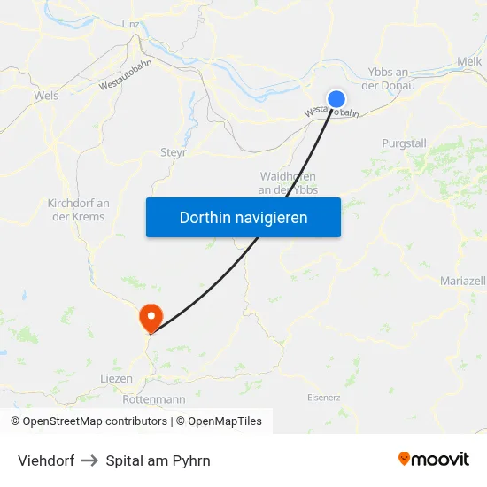 Viehdorf to Spital am Pyhrn map