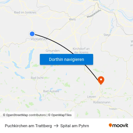 Puchkirchen am Trattberg to Spital am Pyhrn map