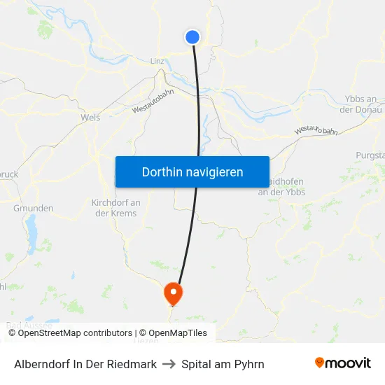 Alberndorf In Der Riedmark to Spital am Pyhrn map