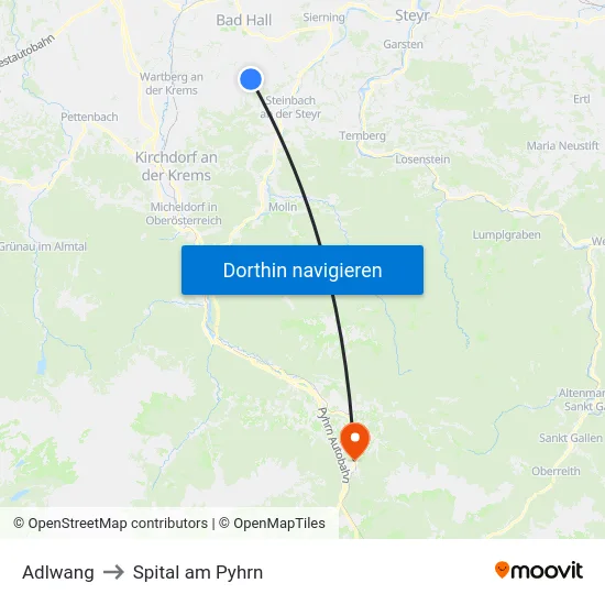 Adlwang to Spital am Pyhrn map