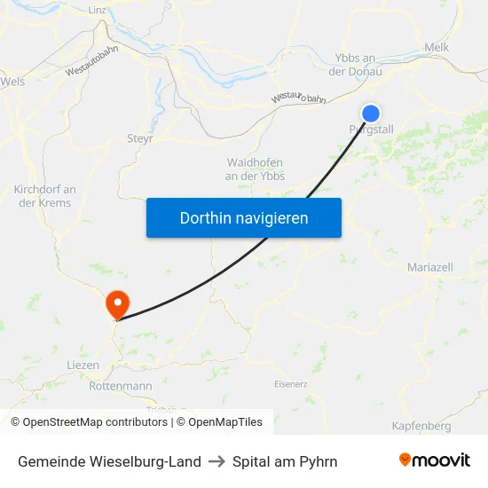 Gemeinde Wieselburg-Land to Spital am Pyhrn map