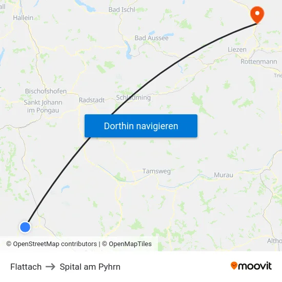 Flattach to Spital am Pyhrn map