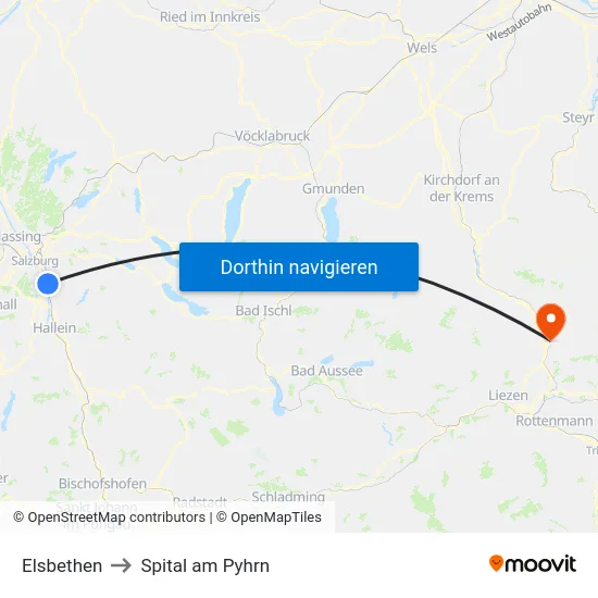 Elsbethen to Spital am Pyhrn map