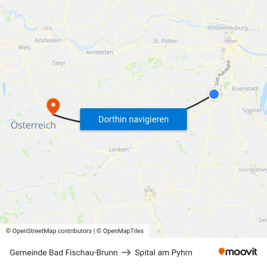 Gemeinde Bad Fischau-Brunn to Spital am Pyhrn map