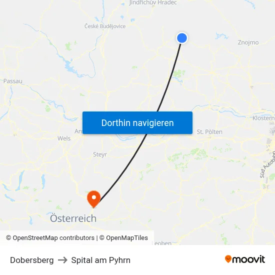 Dobersberg to Spital am Pyhrn map