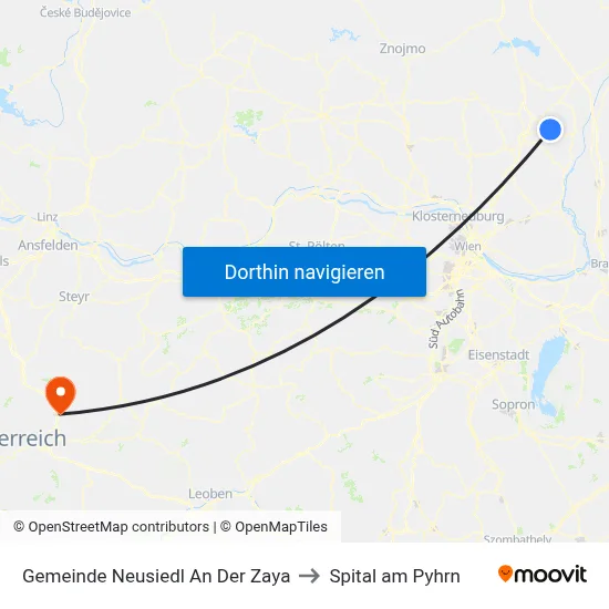Gemeinde Neusiedl An Der Zaya to Spital am Pyhrn map