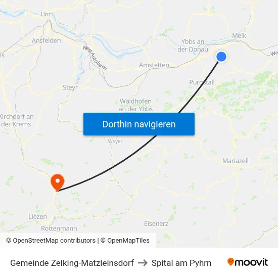 Gemeinde Zelking-Matzleinsdorf to Spital am Pyhrn map