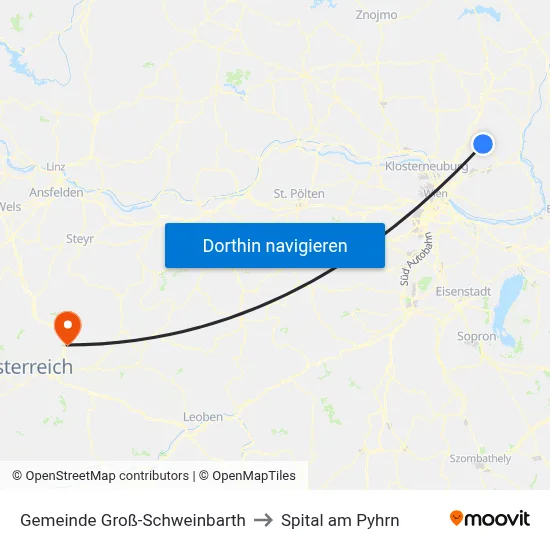 Gemeinde Groß-Schweinbarth to Spital am Pyhrn map