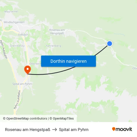 Rosenau am Hengstpaß to Spital am Pyhrn map