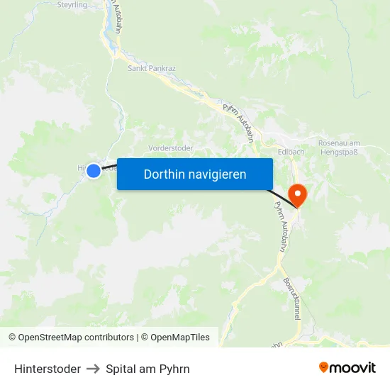 Hinterstoder to Spital am Pyhrn map