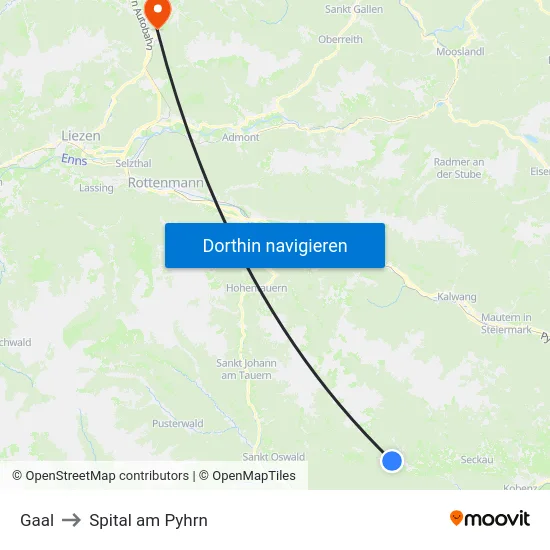 Gaal to Spital am Pyhrn map