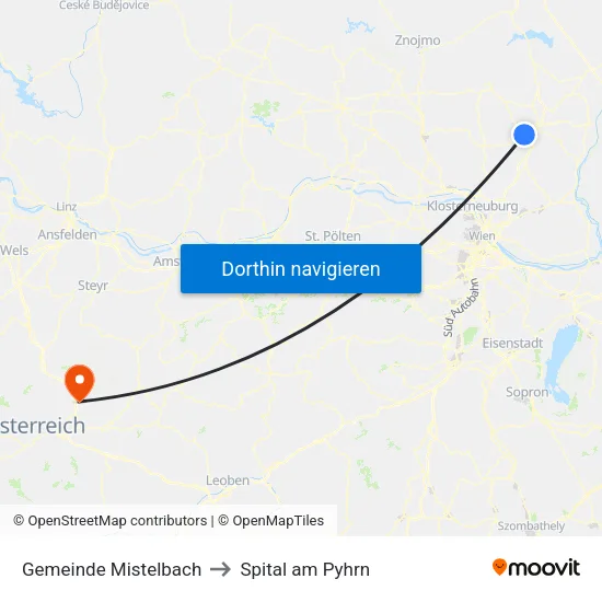 Gemeinde Mistelbach to Spital am Pyhrn map
