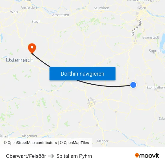 Oberwart/Felsőőr to Spital am Pyhrn map