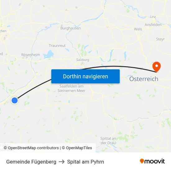 Gemeinde Fügenberg to Spital am Pyhrn map