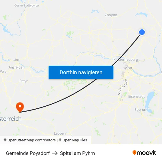 Gemeinde Poysdorf to Spital am Pyhrn map