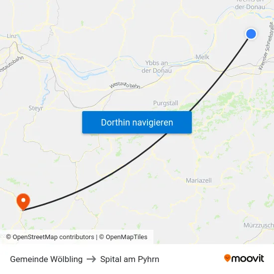 Gemeinde Wölbling to Spital am Pyhrn map