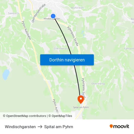Windischgarsten to Spital am Pyhrn map