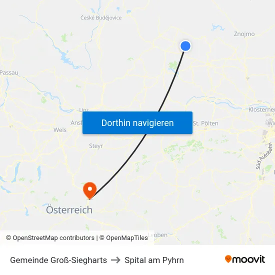 Gemeinde Groß-Siegharts to Spital am Pyhrn map