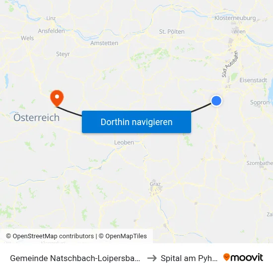 Gemeinde Natschbach-Loipersbach to Spital am Pyhrn map