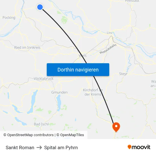Sankt Roman to Spital am Pyhrn map