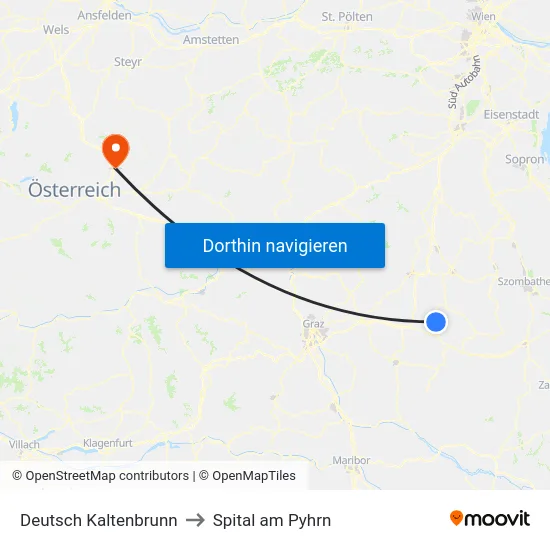 Deutsch Kaltenbrunn to Spital am Pyhrn map