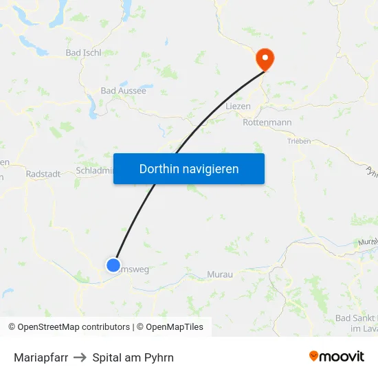 Mariapfarr to Spital am Pyhrn map